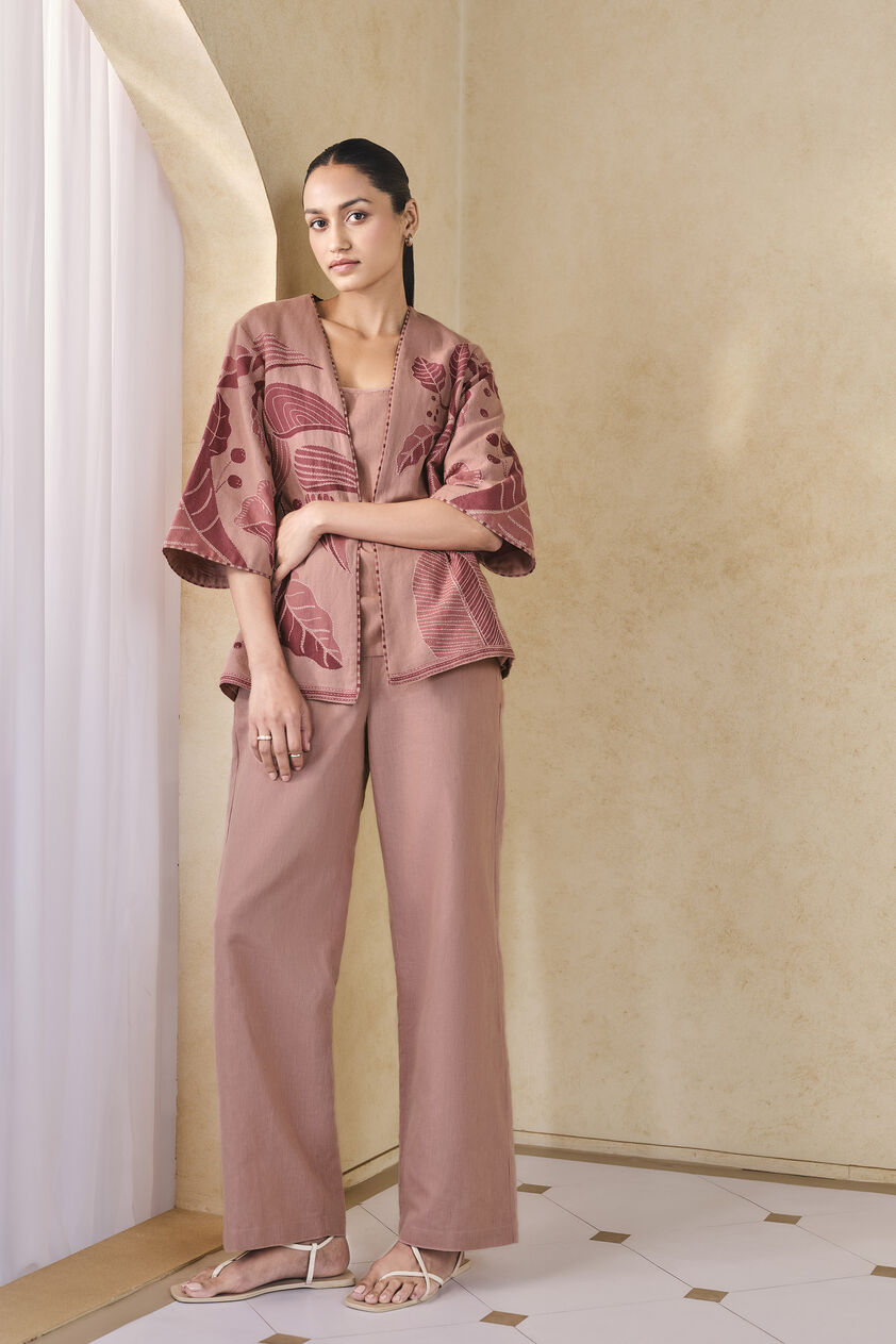Fig Handcrafted Kantha Overlayer Set - Pink, Pink, image 5